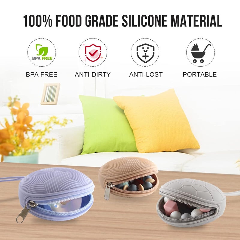 Smlpuame BPA Free Portable Silicone Pacifier Holder Case - Black - Image 3