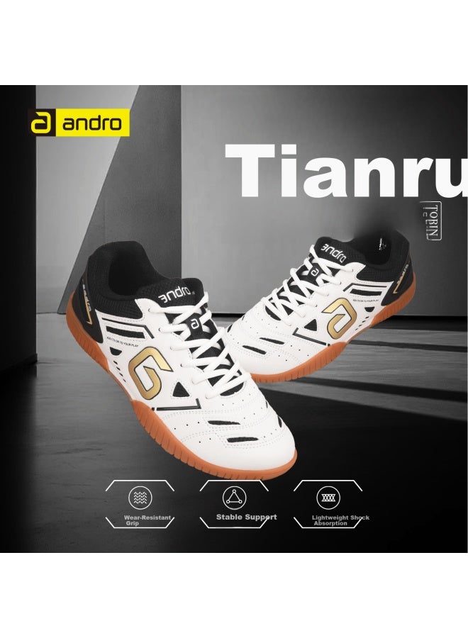 Andro Andu Table Tennis Shoes Men Women Professional Non-slip Wear-resistant Rubber Sole Ping Pong Sports Shoes Tianrui White Platinum Size 42 - Image 1