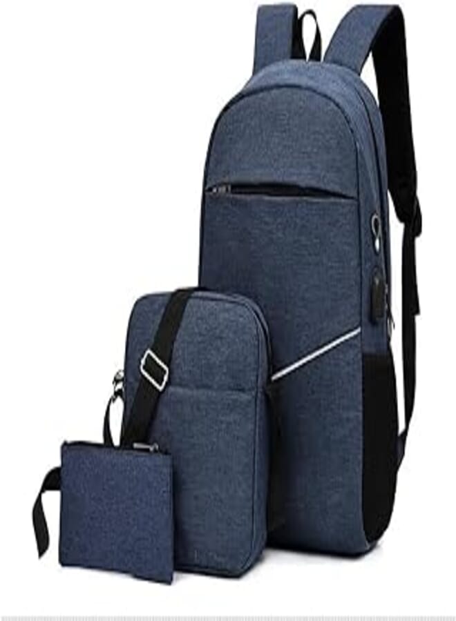 Energy Case 3 Pcs Laptop Bag, Backpack, Handbag, Messenger Bag, Shoulder Bag,Travel Bag, Water Resistant, Anti Scratch For Men, Women, Student, Girls, Boys, School SET OF 3 (Blue)