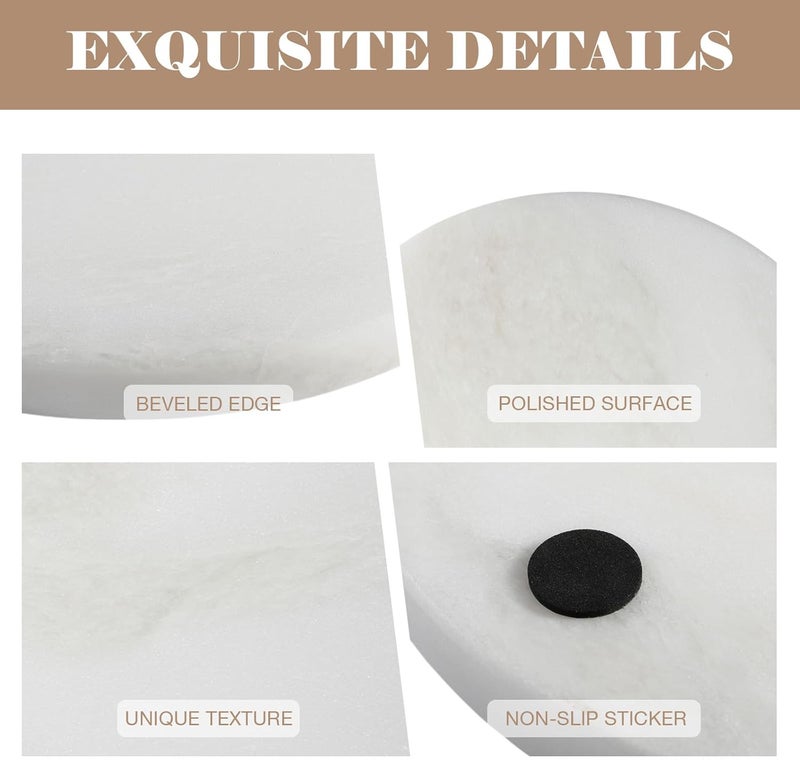 BCS Natural Round Marble Charcuterie and Cutting Boards for Kitchen 10 Marble Cheese Pastry Board Stone Slab for baking Pastries Bread Chocolate Candy Namib Fantasy - Image 3