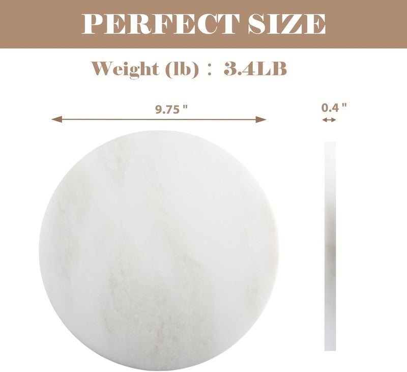 BCS Natural Round Marble Charcuterie and Cutting Boards for Kitchen 10 Marble Cheese Pastry Board Stone Slab for baking Pastries Bread Chocolate Candy Namib Fantasy - Image 2
