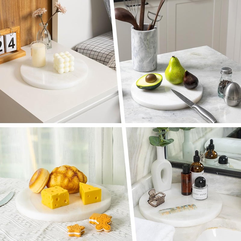 BCS Natural Round Marble Charcuterie and Cutting Boards for Kitchen 10 Marble Cheese Pastry Board Stone Slab for baking Pastries Bread Chocolate Candy Namib Fantasy - Image 5
