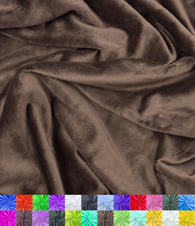Barcelonetta | Minky Fabric | Plush, Super Soft, Cuddle | Solid Minky | by the Yard | 60" Wide | Baby Blanket, Change Station Cover, Pillow, Scarf, Beanie (Brown, Half Yard) - Image 1