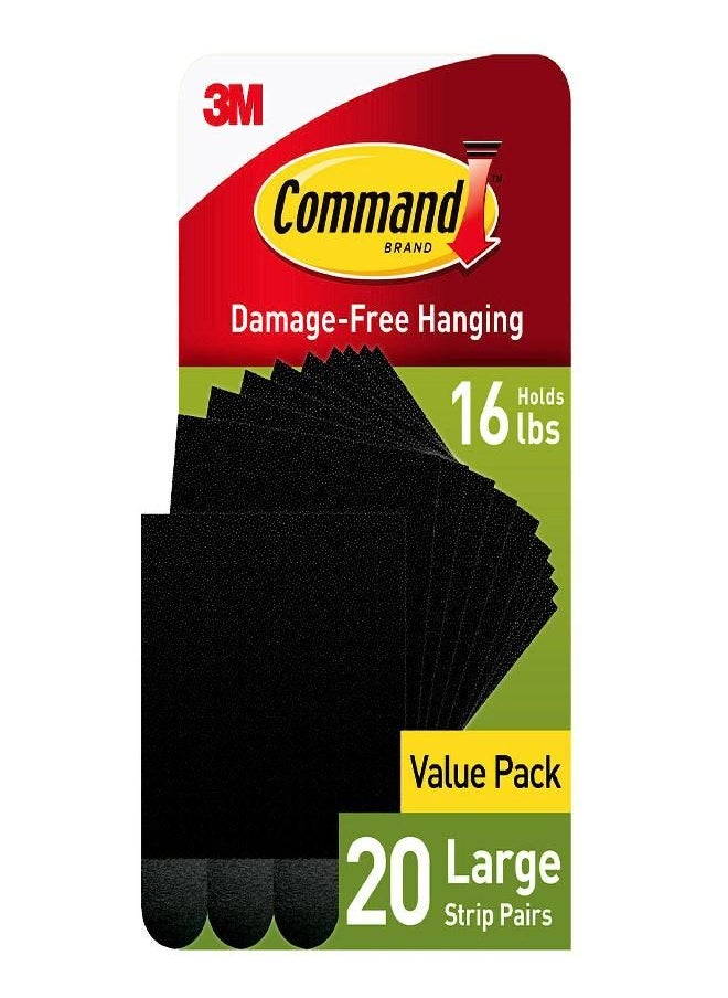 Command command Large Picture Hanging Adhesive strips, Damage Free Hanging Picture Hangers, No Tools for Wall for Living Space, 20 Black Pairs (40 strips)  - Image 2