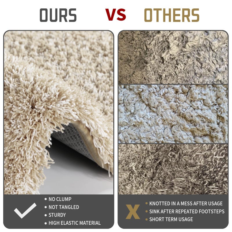 Yimobra Toilet Rugs U Shaped 24x20  Ultra Soft and Water Absorbent Bath Mats  Non Slip Fluffy Luxury Microfiber Contour Bath Rugs for Toilet  Dry Quick  Machine Washable  Light Beige and White - Image 4