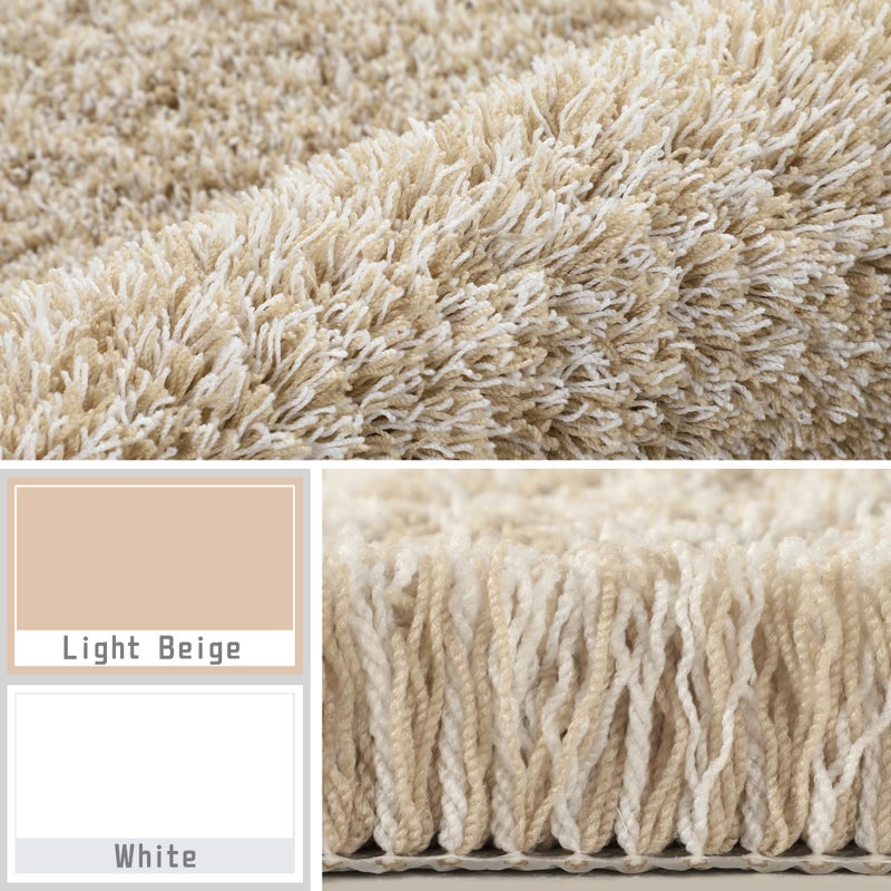 Yimobra Toilet Rugs U Shaped 24x20  Ultra Soft and Water Absorbent Bath Mats  Non Slip Fluffy Luxury Microfiber Contour Bath Rugs for Toilet  Dry Quick  Machine Washable  Light Beige and White - Image 2