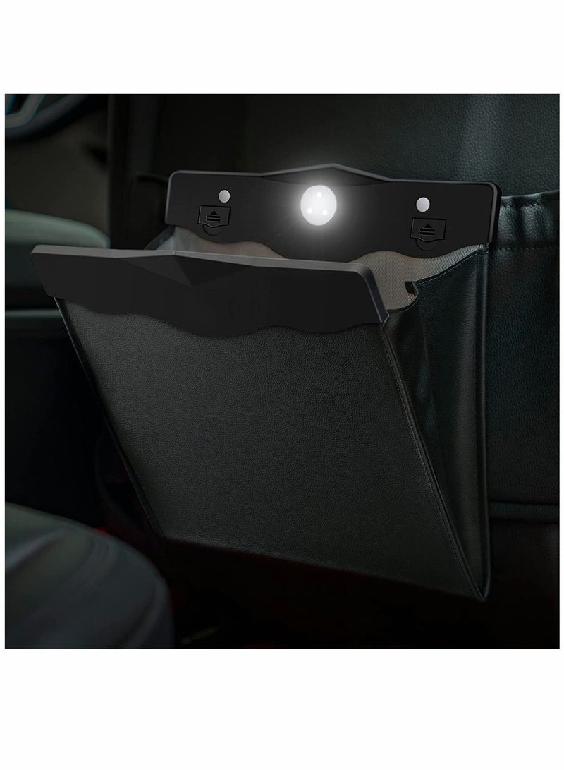 SYOSI Garbage Bag for Car, Multipurpose Hanging Car Trash Bags with Smart LED, Waterproof Trash Can for Car Back Seat with 15 PCS Disposable Garbage Bags (Black) - Image 1