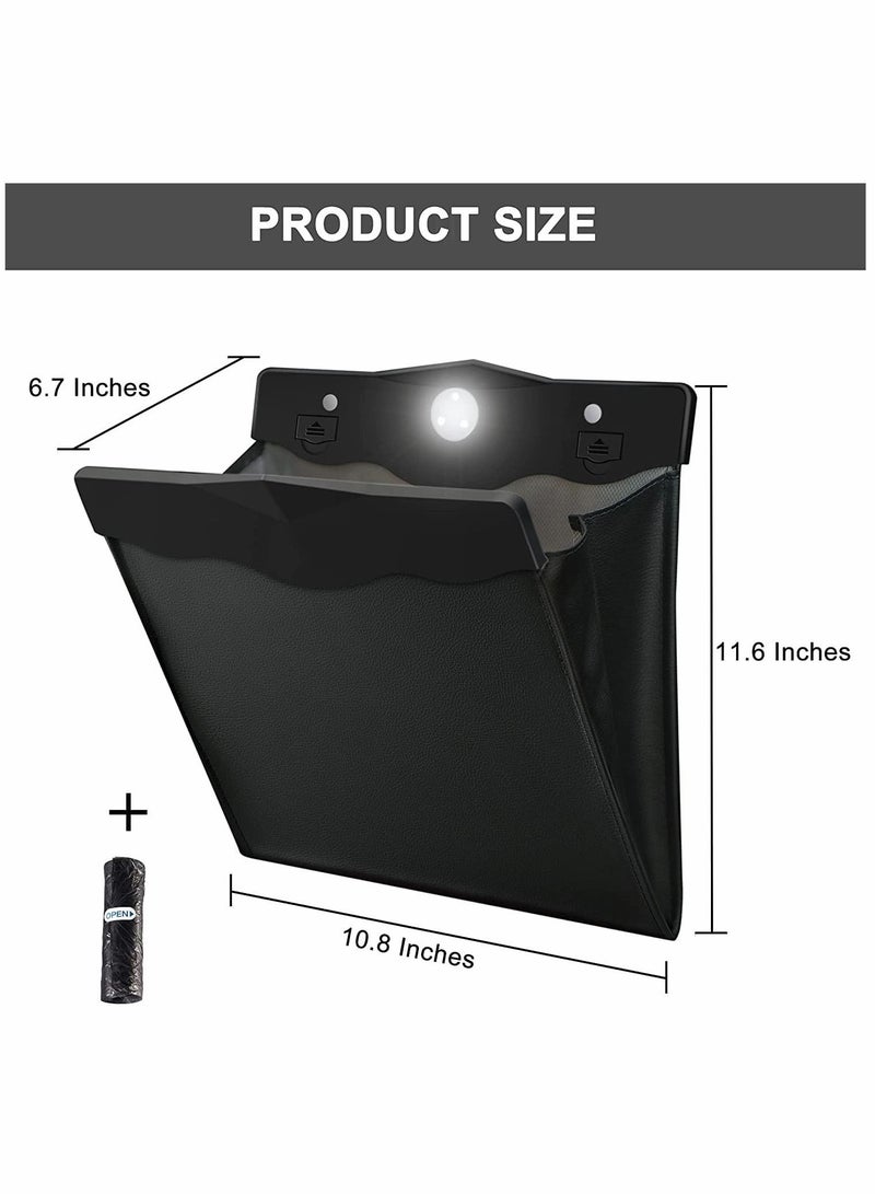 SYOSI Garbage Bag for Car, Multipurpose Hanging Car Trash Bags with Smart LED, Waterproof Trash Can for Car Back Seat with 15 PCS Disposable Garbage Bags (Black) - Image 3