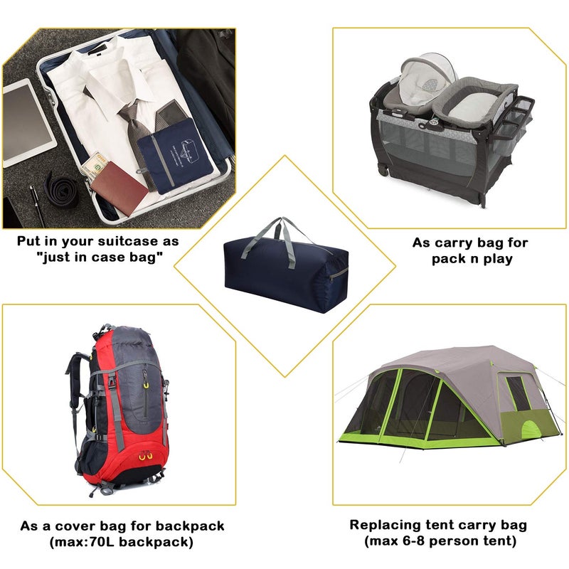IFARADAY Foldable Duffel Bag 30" / 75L Lightweight with Water Rresistant for Travel-Navy Blue - Image 4