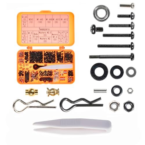 RampCrab Button Head Screws Kit for SCX24 AX24 RC Car 372Pcs Hardened Steel Grade 129 Screws Bearing Screws Set with Box for 124 RC Crawler Car Axial SCX24 C10 Deadbolt JLU Gladiator Bronco - Image 1