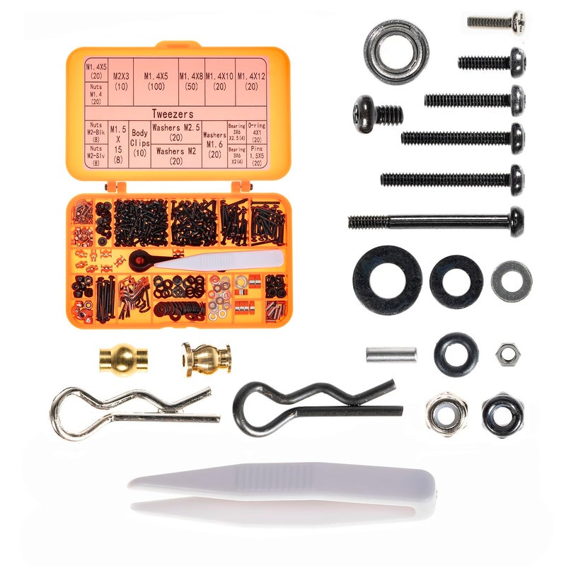 RampCrab Button Head Screws Kit for SCX24 AX24 RC Car 372Pcs Hardened Steel Grade 129 Screws Bearing Screws Set with Box for 124 RC Crawler Car Axial SCX24 C10 Deadbolt JLU Gladiator Bronco - Image 3