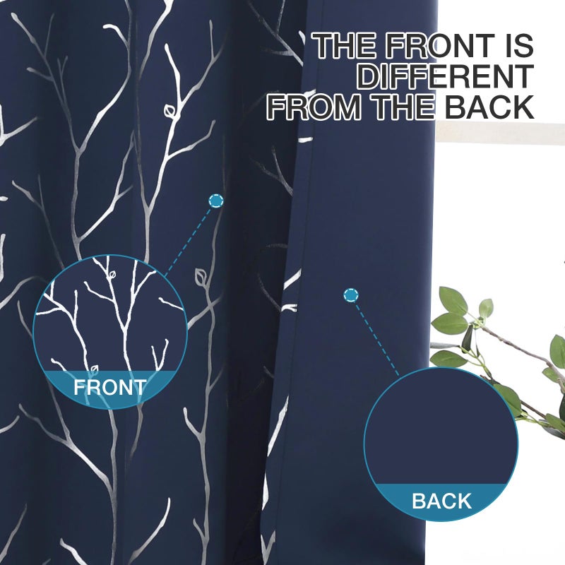 BUHUA Blackout Curtains 72 Inches Long  Blue Curtains for Living Room  Room Darkening Thermal Insulated Curtains  Decorative Modern Sun Blocking Curtains for Bedroom  Navy Blue  42W x 72L - Image 4