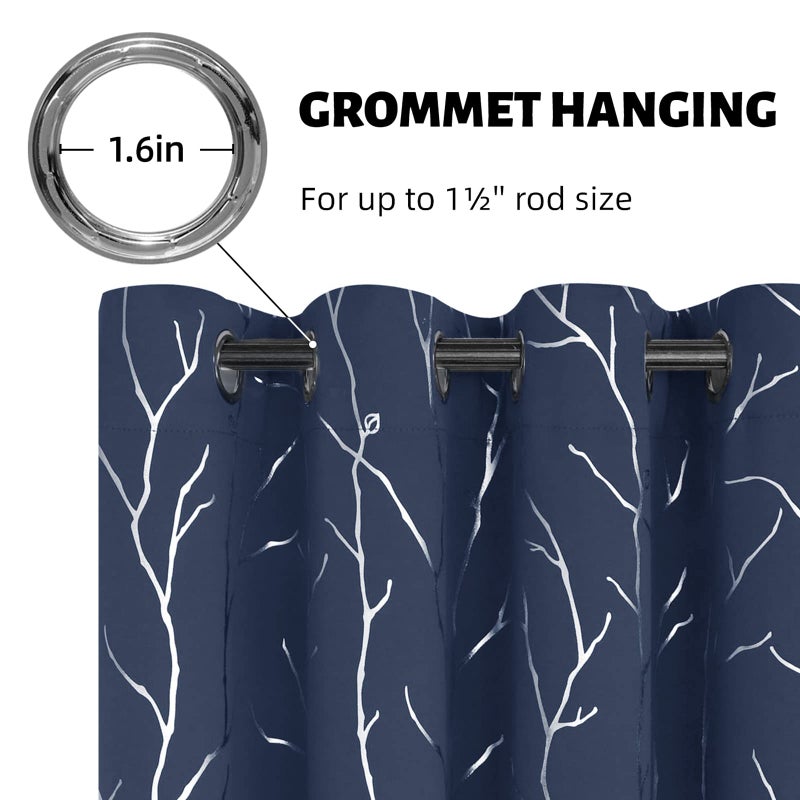 BUHUA Blackout Curtains 72 Inches Long  Blue Curtains for Living Room  Room Darkening Thermal Insulated Curtains  Decorative Modern Sun Blocking Curtains for Bedroom  Navy Blue  42W x 72L - Image 3