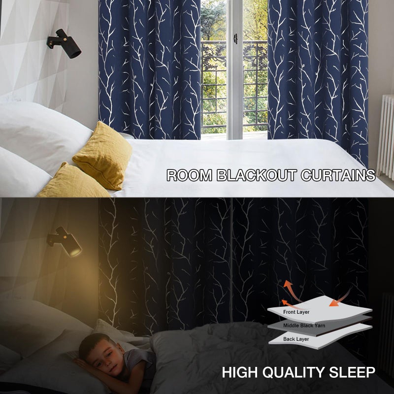 BUHUA Blackout Curtains 72 Inches Long  Blue Curtains for Living Room  Room Darkening Thermal Insulated Curtains  Decorative Modern Sun Blocking Curtains for Bedroom  Navy Blue  42W x 72L - Image 5