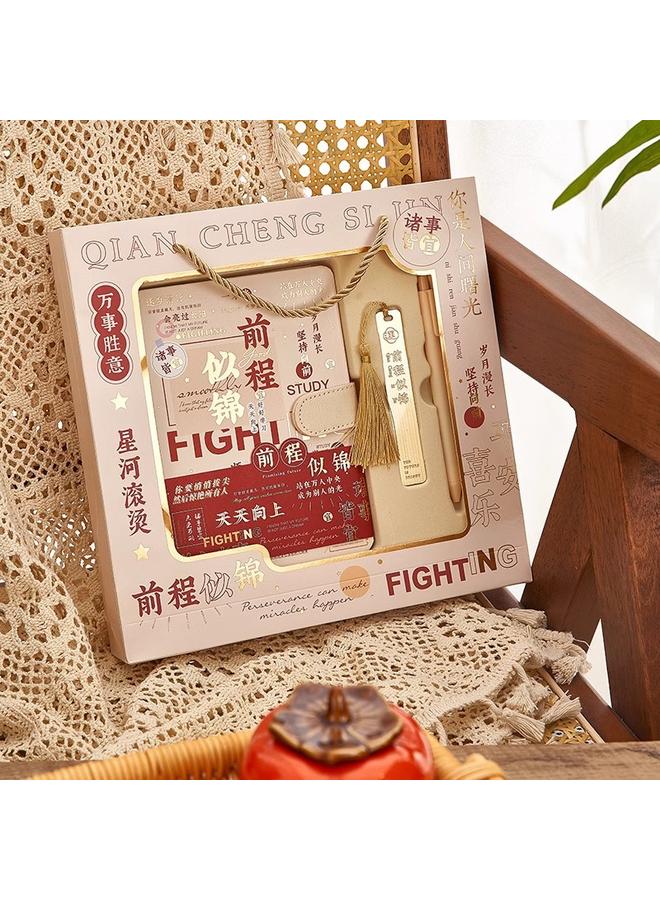 Bluejw Orange Handsome Ledger Suit Exquisite High-end Bookmark Notebook Opening Season Notebook High-value National Style Birthday Gift - Image 2