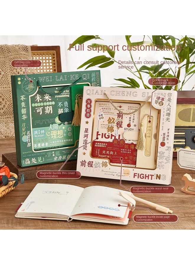 Bluejw Orange Handsome Ledger Suit Exquisite High-end Bookmark Notebook Opening Season Notebook High-value National Style Birthday Gift - Image 5