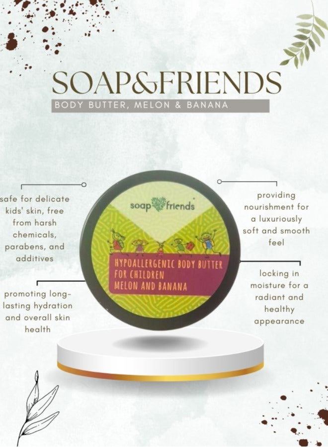 Soap&Friends زبدة الجسم من سوب آند فريندز بحجم 50 مل للعناية اللطيفة ببشرة الأطفال الحساسة، بطعم البطيخ والموز - Image 2