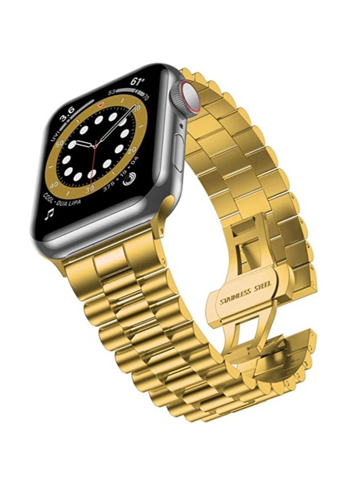 ELTRAZONE متوافق مع سوار ساعة Apple Series 5 مقاس 44 ملم و42 ملم، سوار iWatch من الفولاذ المقاوم للصدأ مع مشبك قابل للطي على شكل فراشة لسلسلة iWatch Band 5/4/3/2/1 - Image 1