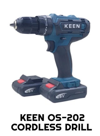 KEEN Cordless Electric Drill Premium Electric Screwdriver Set with 24 pcs Tools - 10mm 2 Li-ion Batteries. 26V/1650rpm/Min/50-60Hz KEEN OS-202 - pzsku/Z4634AC99F56417A5FCD8Z/45/_/1704286960/a774ea00-5d01-486f-89b9-03e9b6e8d6e4