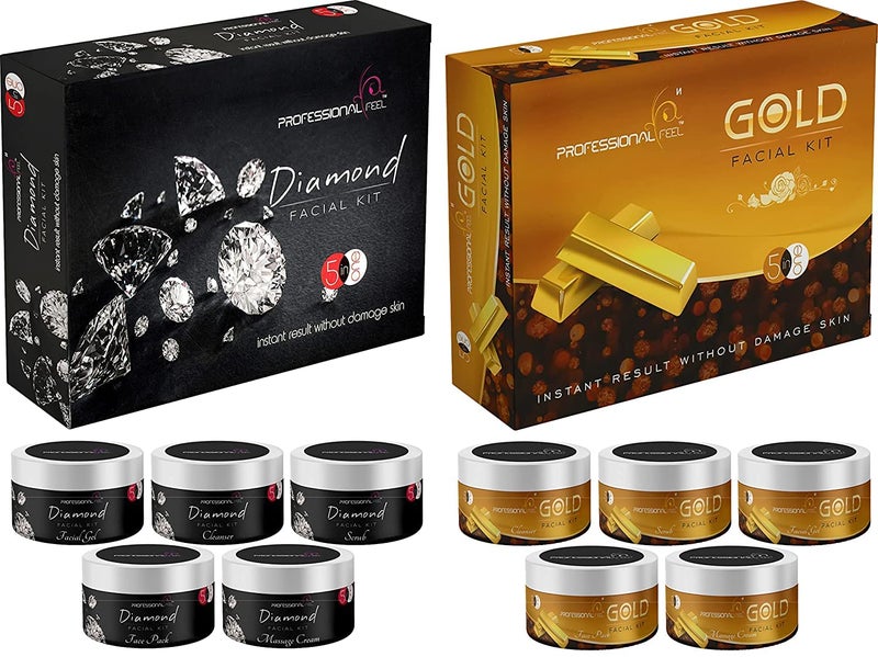 Professional Feel Diamond Gold Facial kit Set of 5 500 gm Pack of 2 - Image 1