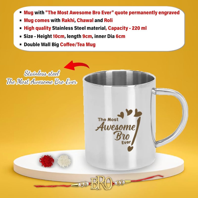 SAVRI SAVRI Rakshabandhan Gift Set Awesome Bro Quote Engraved Mug Black Bottle Best Gift for Brother Bhai BrotherinLaw on Rakhi Birthday Special Occasions Memorable Special Keepsake  - Image 4