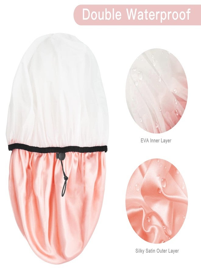 Auban Shower Cap for Women, Adjustable Reusable, Extra Large, Double-Layer Waterproof Bathing Cap, Waterproof Exterior, EVA Lining, Hair Cap for All Hair Lengths, 3 Colors - Image 4