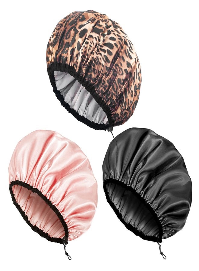 Auban Shower Cap for Women, Adjustable Reusable, Extra Large, Double-Layer Waterproof Bathing Cap, Waterproof Exterior, EVA Lining, Hair Cap for All Hair Lengths, 3 Colors - Image 1