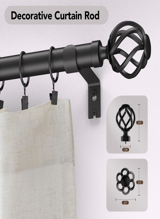 Time Forest Curtain Rods for Windows 66 to 120, 1 Inch Adjustable Decorative Long Black Curtain Rod with Twisted Cage End, Modern Heavy Duty Outdoor Drapery Rods for Patio, Telescoping Splicing, Size 32"-120" - Image 5