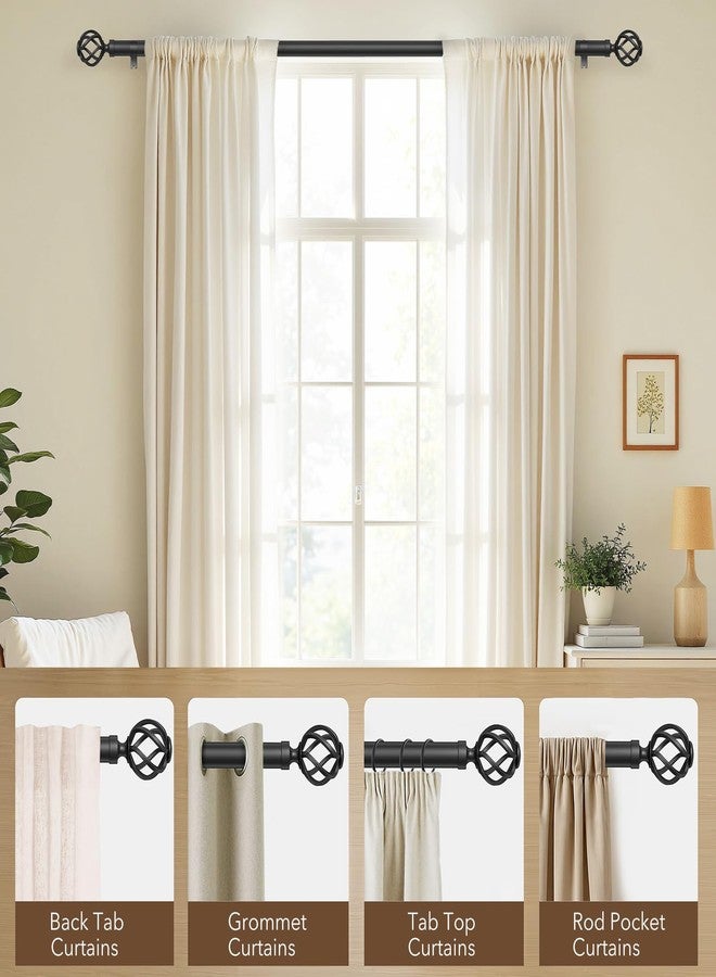 Time Forest Curtain Rods for Windows 66 to 120, 1 Inch Adjustable Decorative Long Black Curtain Rod with Twisted Cage End, Modern Heavy Duty Outdoor Drapery Rods for Patio, Telescoping Splicing, Size 32"-120" - Image 4