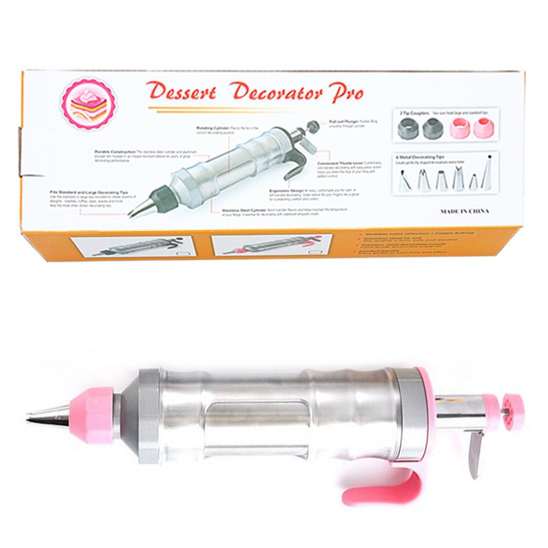 Factory wholesale cream decorating gun hand pressure cookie gun decorating set DIY baking tools cream gun(Pink) - Image 1