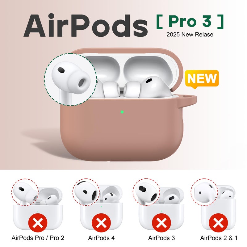 R-fun for AirPods Pro 3 Case (2025), Soft Silicone Protective Case Cover Compatible with Apple AirPods Pro 3rd Generation (USB-C Cable) for Women Men with Cleaning Kit and Keychain, Milk Tea - Image 2