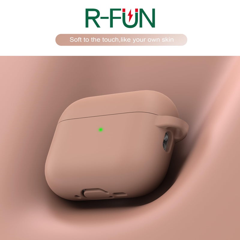 R-fun for AirPods Pro 3 Case (2025), Soft Silicone Protective Case Cover Compatible with Apple AirPods Pro 3rd Generation (USB-C Cable) for Women Men with Cleaning Kit and Keychain, Milk Tea - Image 3