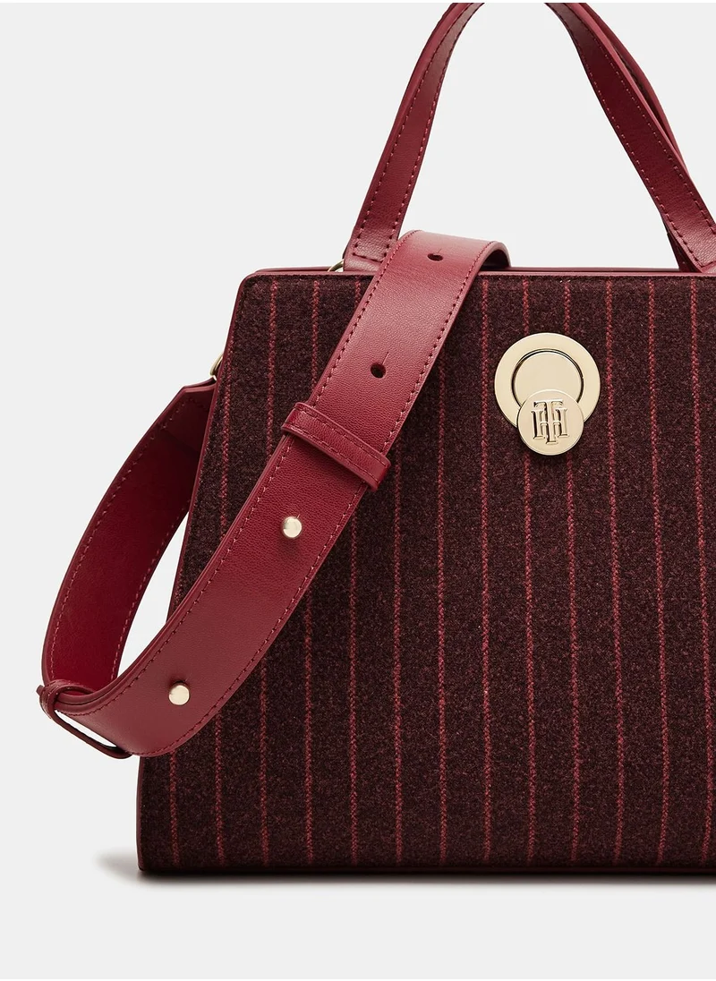 TOMMY HILFIGER Chic Small Pinstripe Satchel Bag