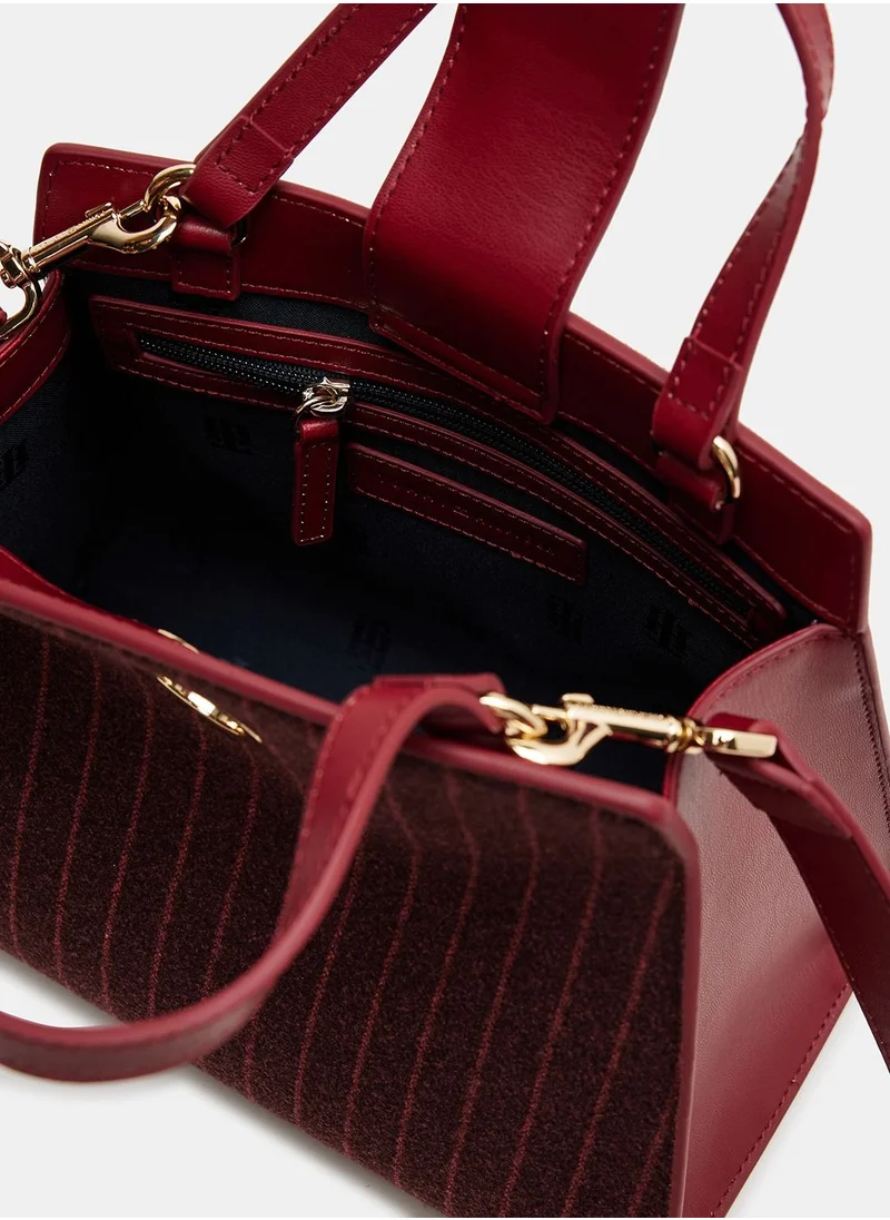 TOMMY HILFIGER Chic Small Pinstripe Satchel Bag