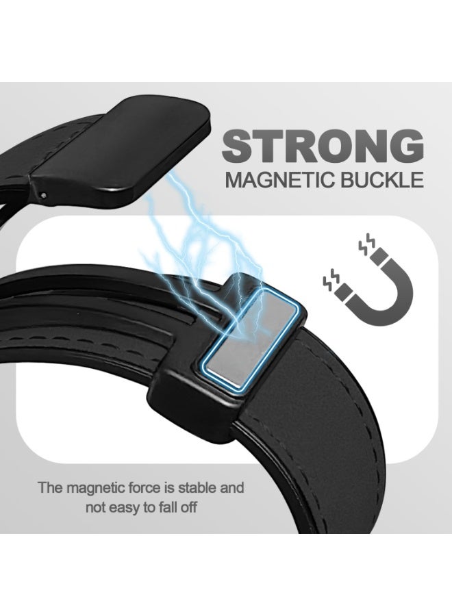حزام جلدي متوافق مع Apple Iwatch 41mm ، 40mm ، 38mm ، حزام جلدي مقفل مغناطيسي قابل للتعديل للنساء والرجال ، مناسب لسلسلة Iwatch 10/9/8/7/6/5/4/3/2/1 / Ultra 1/2 (أسود ، 38/40/41mm) - Image 3