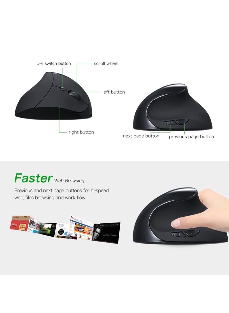 Optical Vertical Mouse Ergonomic Wired Mouse USB Mice 5 Button for PC Laptop - Image 3
