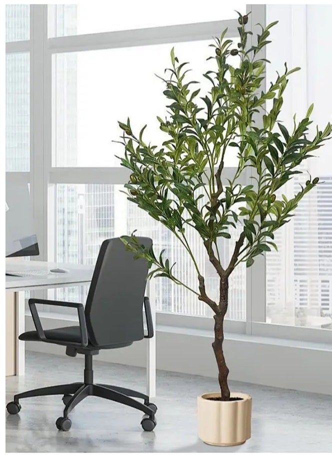 APEX Artificial Olive Tree Tall Fake Potted Olive Silk Tree with Planter Large Faux Olive Branches and Fruits Artificial Tree for Modern Home Office Living Room Floor Decor Indoor  - Image 3