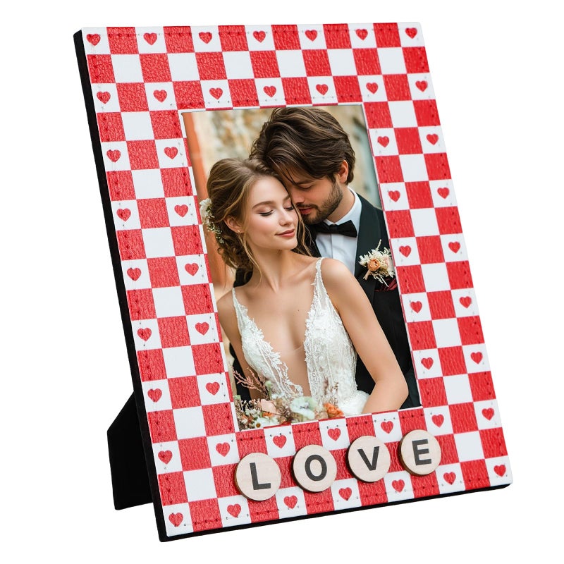 PETCEE Love Picture Frame for Couples - Valentines Day Picture Frame Unique Gift Red and White Heart Design Romantic Valentine's Day Gifts for Him Her Wedding Anniversary Birthday Family Decorations - Image 1