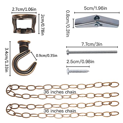 Rddconkit 2-Pack Swivel Swag Hook Metal Chain Extension, Heavy Duty Swivel Ceiling Hook for Hanging Plants/Chandeliers/Baskets/Indoor & Outdoor Use (Bronze) - Image 2