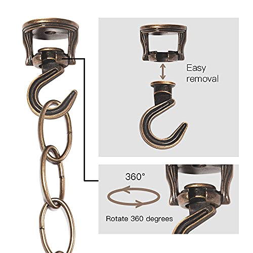 Rddconkit 2-Pack Swivel Swag Hook Metal Chain Extension, Heavy Duty Swivel Ceiling Hook for Hanging Plants/Chandeliers/Baskets/Indoor & Outdoor Use (Bronze) - Image 3
