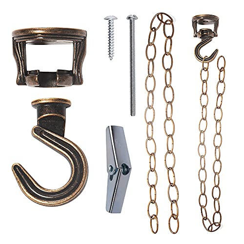 Rddconkit 2-Pack Swivel Swag Hook Metal Chain Extension, Heavy Duty Swivel Ceiling Hook for Hanging Plants/Chandeliers/Baskets/Indoor & Outdoor Use (Bronze) - Image 1