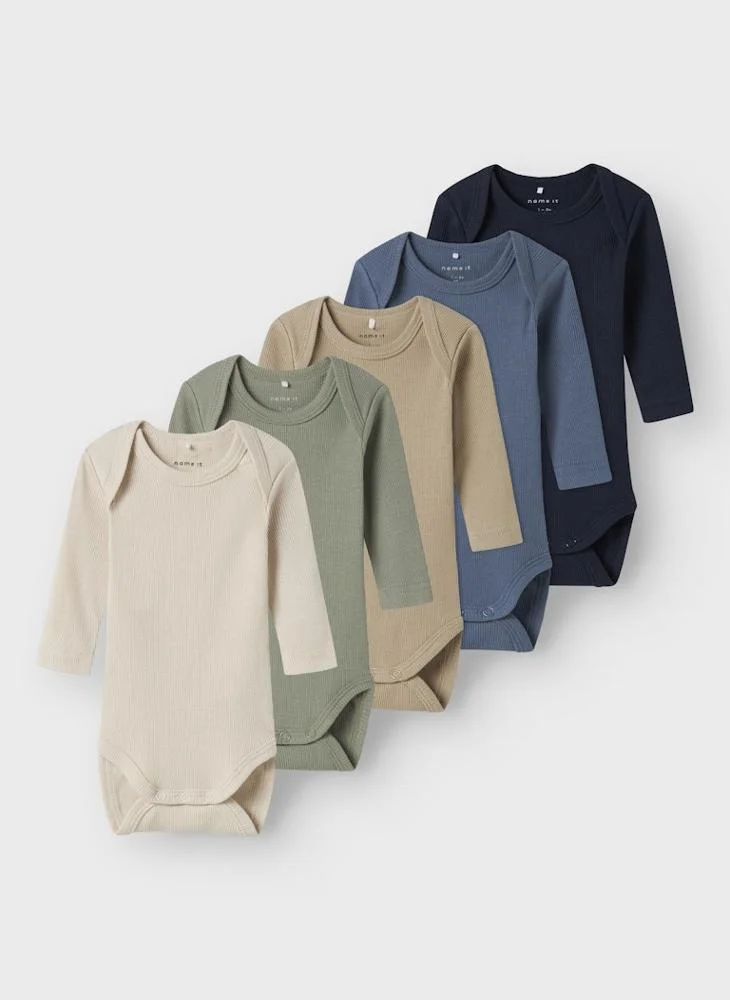 NAME IT Kids Neutral 5-Pack Long Sleeve Ribbed Bodysuits