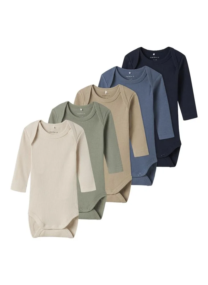 Name It  Kids Neutral 5-Pack Long Sleeve Ribbed Bodysuits  | Best Price UAE
