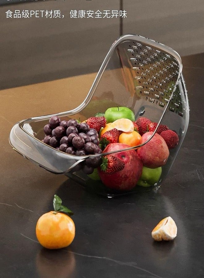 YESVIYA Double Drainage Sink Washing Basket, Multifunctional Kitchen Drain Vegetable and Fruit Drainer Bowl Multi Functional Rice Draining Basket for Household Material - Image 2