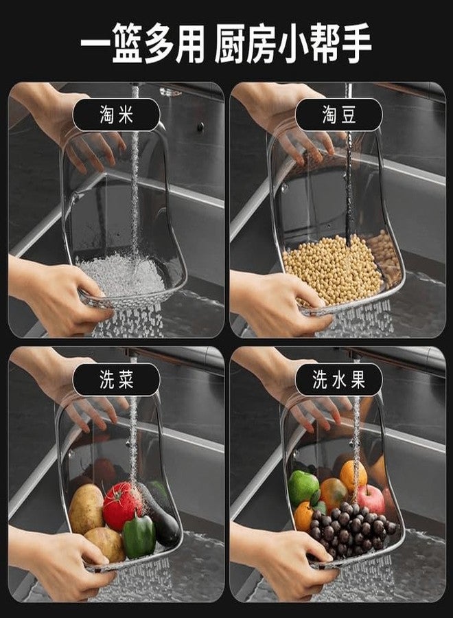 YESVIYA Double Drainage Sink Washing Basket, Multifunctional Kitchen Drain Vegetable and Fruit Drainer Bowl Multi Functional Rice Draining Basket for Household Material - Image 3