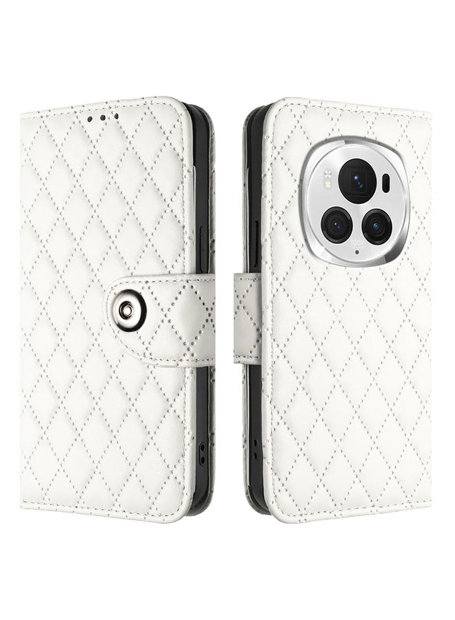 erorex Case For Honor Magic6 Pro Rhombic Texture Flip Leather Phone Case with Lanyard - Image 2