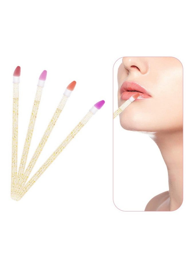 Mekupeu 300 Pack Disposable Gold Glitter Crystal Lip Brushes Premium Crystal Handle Lipstick Gloss Wands Mascara Applicator Makeup Tool Gold - Image 3