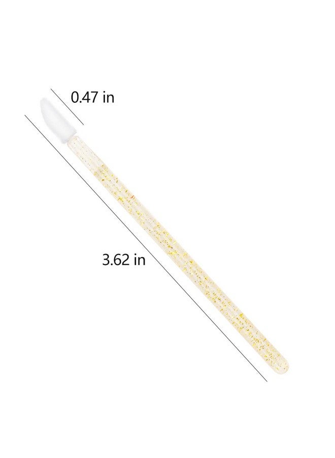 Mekupeu 300 Pack Disposable Gold Glitter Crystal Lip Brushes Premium Crystal Handle Lipstick Gloss Wands Mascara Applicator Makeup Tool Gold - Image 2