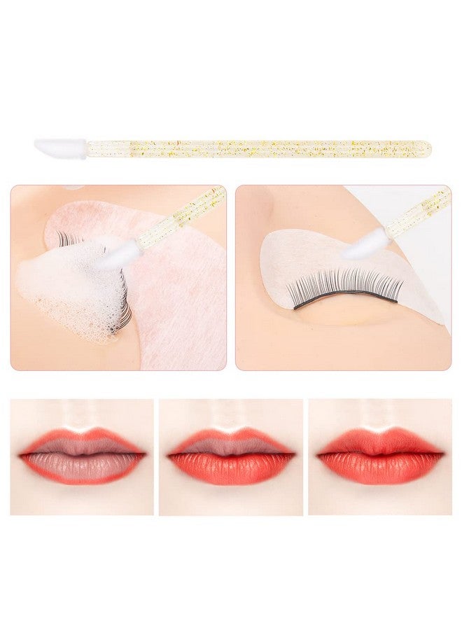 Mekupeu 300 Pack Disposable Gold Glitter Crystal Lip Brushes Premium Crystal Handle Lipstick Gloss Wands Mascara Applicator Makeup Tool Gold - Image 4