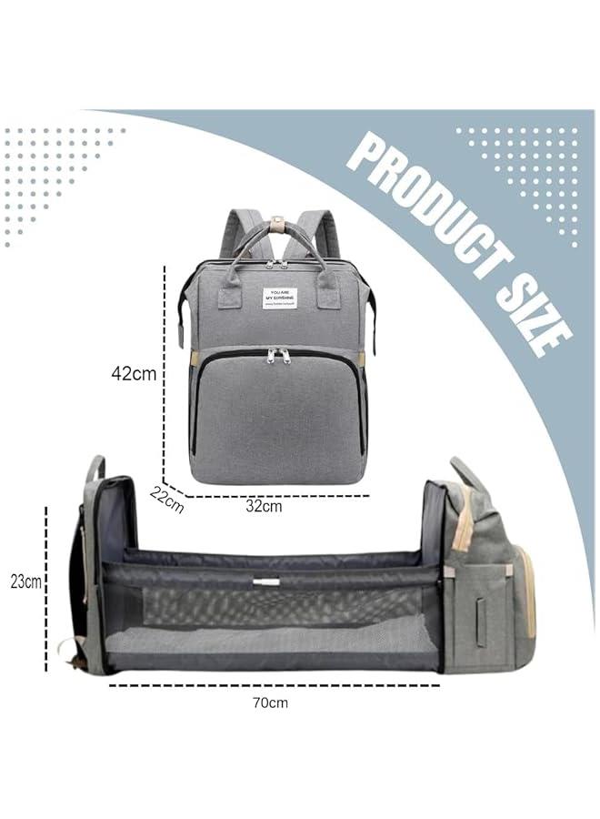 هوكور شنطة ظهر للحفاضات من لوك روزي، شنطة محمولة متعددة الوظائف مع USB، مقاومة للماء، سرير قابل للطي مع احزمة لعربة الاطفال، مظلة للشمس، وسادة تغيير، مستلزمات حديثي الولادة، سعة كبيرة للسفر - Image 3